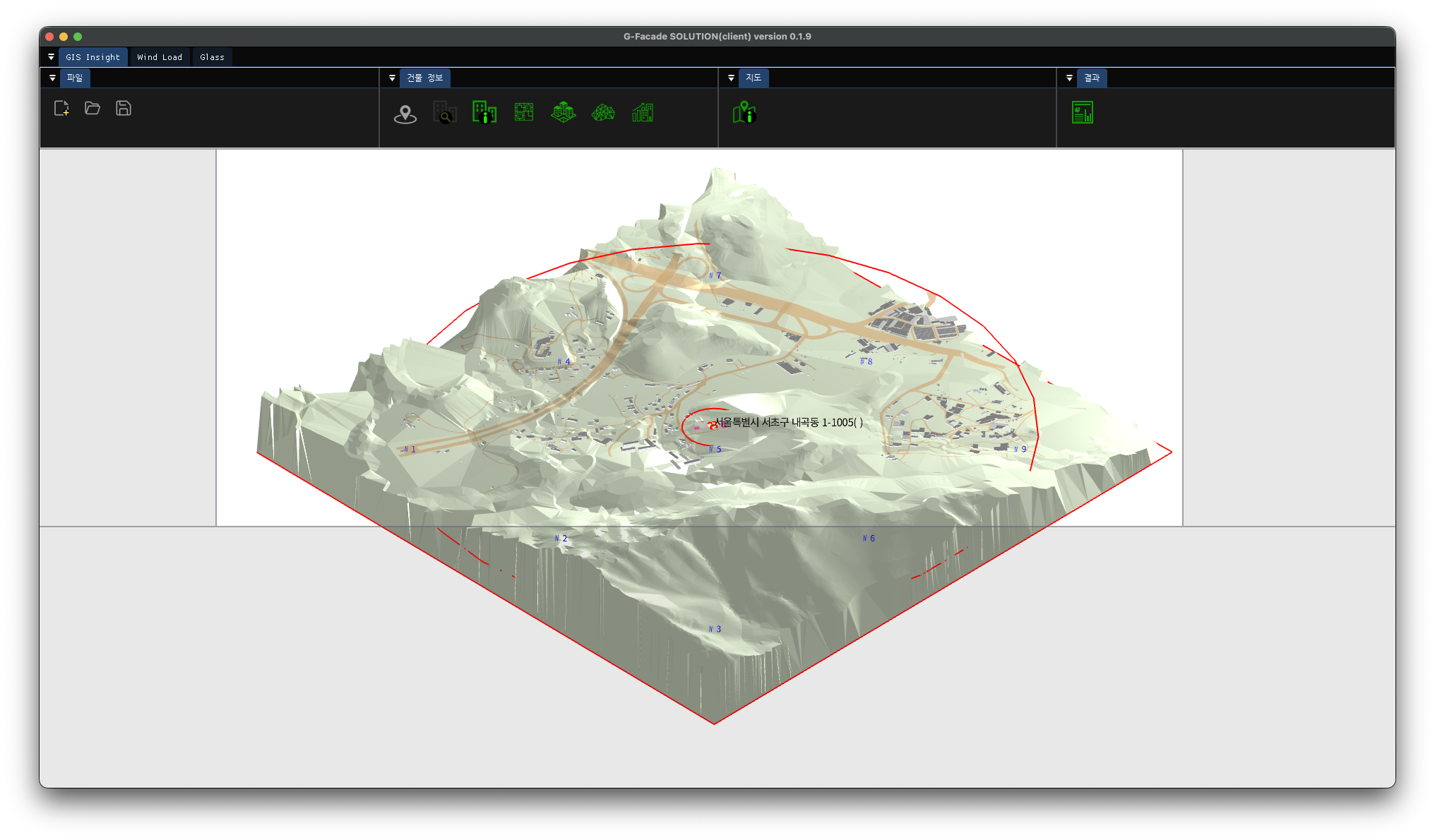 지형 및 표면조도 시각화